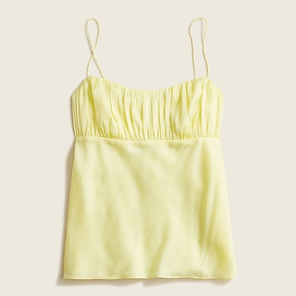J CREW SILK LORETTA STRETCH CAMI PALE LEMON NWT SZ 10